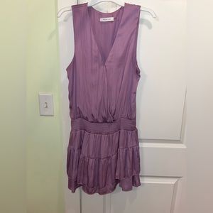 Mustard Seed Purple Cinched Waist Ruffle Dress